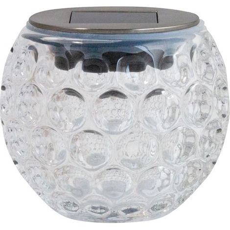 EZSOLAR - Lampe de table solaire led métal et verre blanc chaud (1/5)