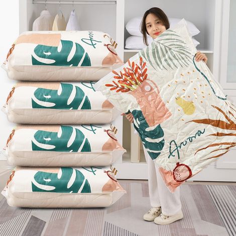 Sac De Compression Sous Vide - Pour Couettes Et Vêtements Épais - 100 X 80 X 1 Cm - Plastique Épais - 1 Pièce (1/5)