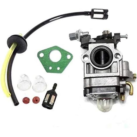 Vergaser mit Dichtung und Ölschlauch, kompatibel mit 52cc, 49cc und 43cc Freischneidermotoren — Ersatzteile: Vergaser, Dichtung, Primerpumpe und Ölschlauch. (1/3)
