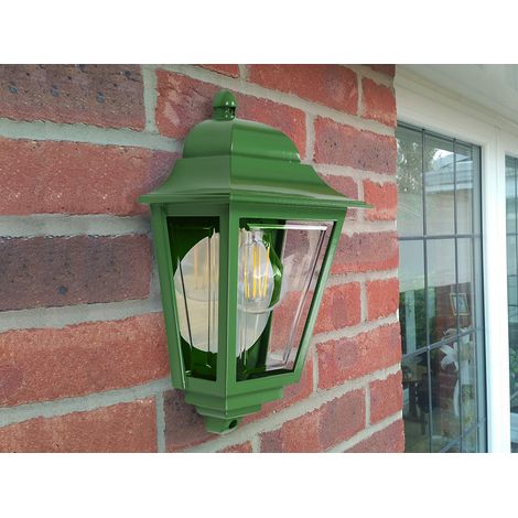 Außenwandleuchte Höhe 32,5cm Halbschale Grün mit reflektierender Rückwand (1/5)
