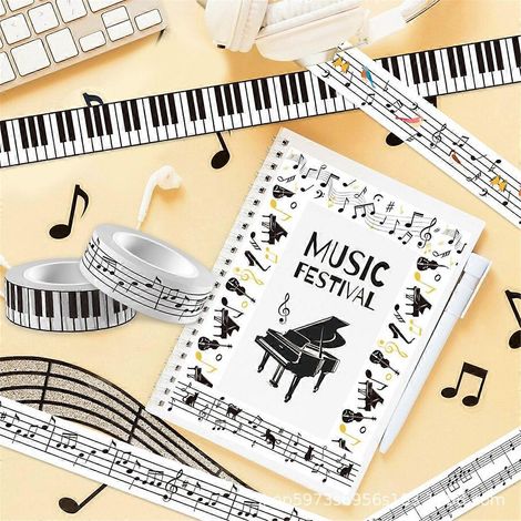 Fond de manuel sur le thème des notes de musique douces, autocollant en ruban adhésif décoratif à faire soi-même, matériel de scrapbooking texturé, papeterie (1/5)