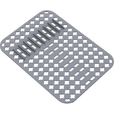 1pc Tapis d'évier, Tapis de Protection en Silicone, 40X29 CM PVC Cuisine Tapis D'évier Protecteur pour évier et évier avec Trous de Drainage (Gris) (1/4)