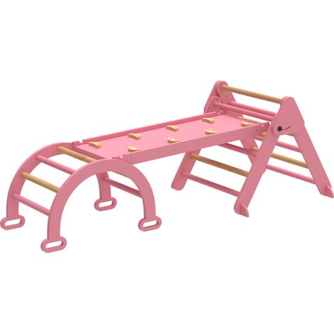 Structure d'escalade 7 en 1 pliable avec toboggan et arche, triangle d'escalade Montessori 80x65x50cm
