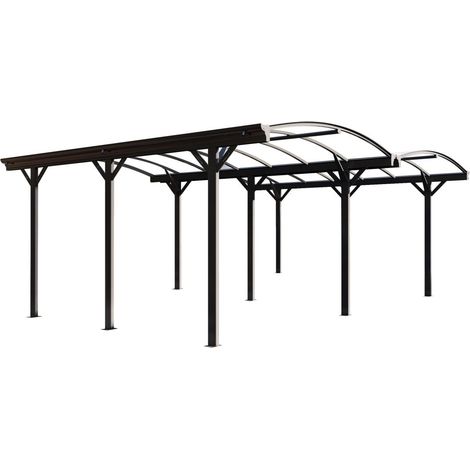 Tettoia pergola doppia autoportante in alluminio per 2 auto 30 m² Antracite - BARESA (1/4)