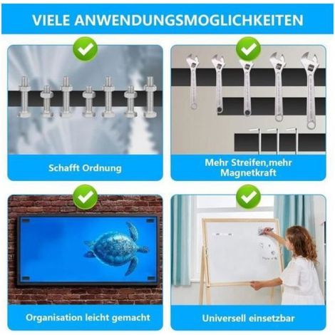 Ruban Magnetique - Adhesif 3M - 20 mm x 2 m - Pour Murs Portes Vitres Carrelages - Pack de 2 (1/4)
