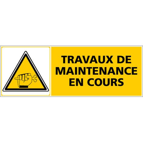 Panneau - TRAVAUX DE MAINTENANCE EN COURS (C1332) - Adhésif - 980 x 350 mm