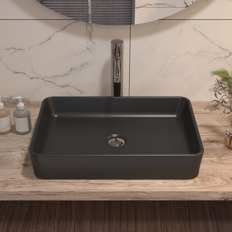 Bathroom Sink, DeerValley Countertop Basin Rectangular Ceramic Vessel Sink, Wash Basin for Bathroom Cloakroom - 50.5 x 34 x 11cm (1/5)