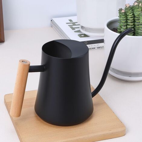 Arrosoir noir 1000 ml - Petit arrosoir pour plantes d'intérieur - En acier inoxydable - Long bec - Arrosoir de jardin pour plantes d'intérieur et plantes succulentes (1/2)