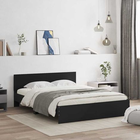 Estructura de cama con cabecero negra 140x190 cm (1/5)