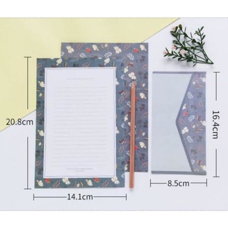Papier À Lettre - Enveloppes Assorties - Kit Correspondance Floral - 5 Couleurs - 30 Feuilles + 15 Enveloppes (1/4)