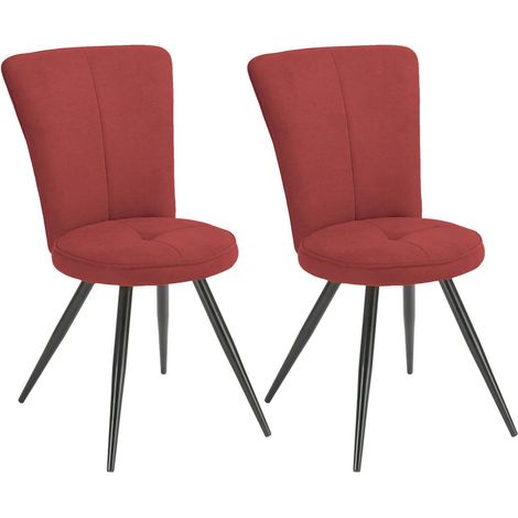 Lot de 2 chaises assise matelassée tissu toucher doux rouge pieds métal laqué anthracite - ELLIPSE (1/4)