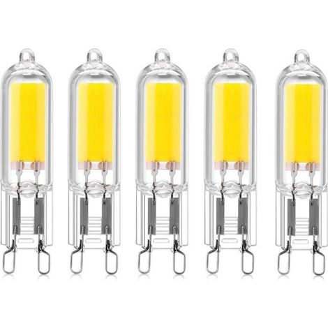 BelleRise - 5-pcs 2W G9 Culot Capsules COB LED Ampoule 220V 200 Lumen pour Lustre Lampe de Bureau Applique Murale Blanc Chaud 3000K (1/5)