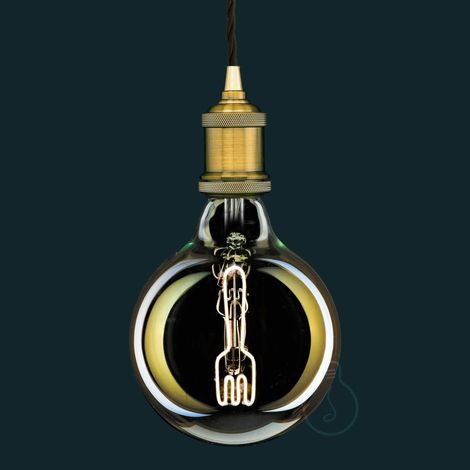 Ampoule Led dimmable, filament FOURCHETTE, éclairage chaud 2700K, verre ambré type globe, E27, 4W (1/5)