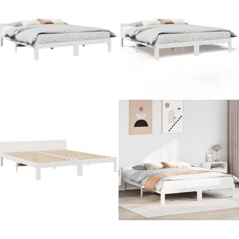 Giroletto senza Materasso Bianco 160x200 cm Legno Massello Pino - Letto con telaio in legno - Letto matrimoniale