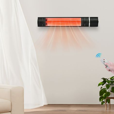 Chauffage de terrasse infrarouge électrique mural 2000 W Indice de protection IP65 Résistant à l'eau Utilisation intérieure et extérieure Télécommande Minuterie réglable (1/5)