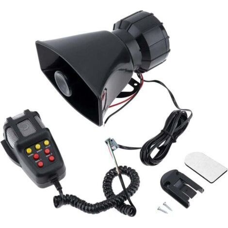 Sirène de police Sirène Haut-Parleur 7 Sons Amplificateur Alarme Voiture avec micro Haut-parleur 12V 100W PA Système D'enceintes D'urgence Sirène d'alarme