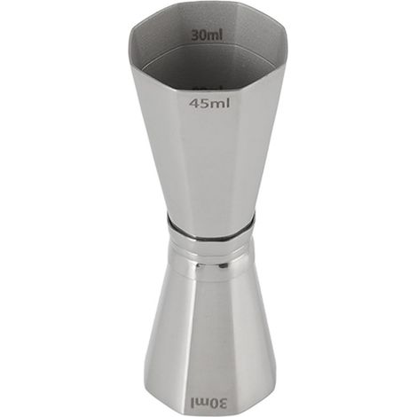 Doseur octogonal double en acier inoxydable 304 avec graduations, outil de mesure pour cocktails, idéal pour les barmans. (1/5)