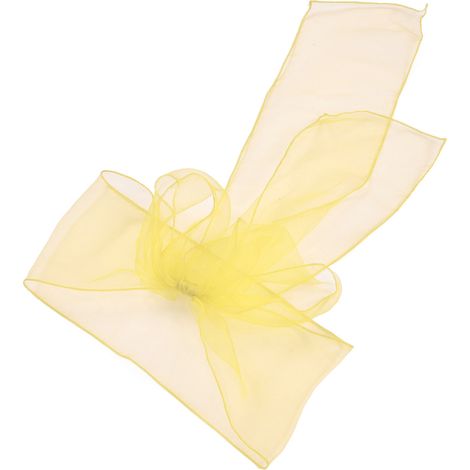 Set mit 10 Stuhlschleifen für Hochzeiten, perlenbesetzte Schleifen aus Voile, 17 x 270 cm, leuchtend gelb (1/5)