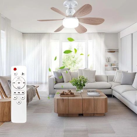 Eovaizge Ventilateur avec éclairage et télécommande — Ampoule LED à visser pour ventilateur de plafond (3 couleurs, intensité réglable) — Ventilateur silencieux pour intérieur : chambre, cuisine, balc (1/5)