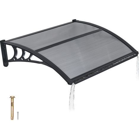 VEVOR Vordach für Haustür 755x1000 mm, Pultbogenvordach, Überdachung mit Entwässerung & ABS-Halterung, Regen-, Schnee- & Sonnenschutz, Polycarbonat-Türdach für Veranda & Terrasse, Rauchgrau (1/5)