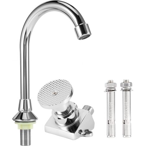 Robinet de lavabo sur pied avec vasque à pédale en cuivre - Robinet de salle de bain hauteur 65 cm idéal pour usage domestique et laboratoire (1/5)