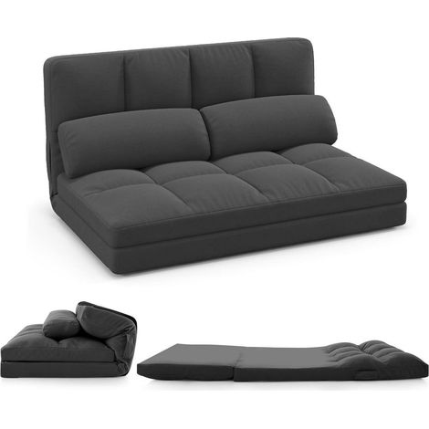 Bodensofa mit Schlaffunktion, 3-in-1 Schlafsofa, verstellbar, dunkelgrau (1/5)