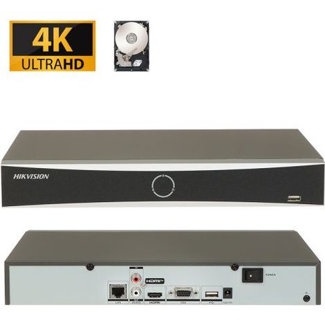 Hikvision NVR Registratore IP 4 canali 12Mp acusense + Hard disk 1Tb - DS-7604NXI-K1 (4K) F