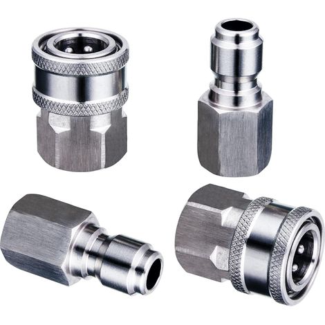 Adaptateur de nettoyeur haute pression, 2 ensembles de raccords rapides de 9,5 mm, raccords de nettoyeur haute pression en acier inoxydable, kit de déconnexion rapide, 5000 PSI (1/5)