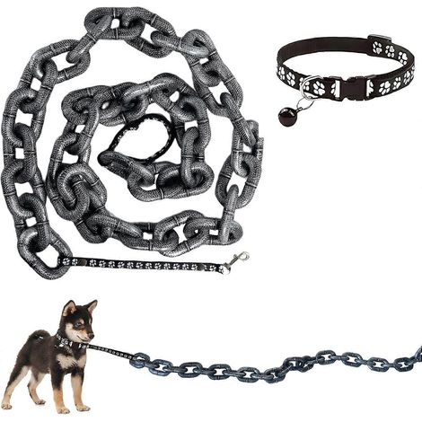 Laisse en chaîne Iron Paw 18 m - Laisse pour chien en plastique avec collier adaptée aux petits chiens chats et chiots noire (1/5)
