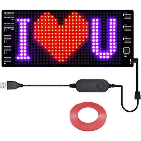 Panneau LED programmable pour voiture message défilant animé contrôle par application 7 x 17 cm (1/5)