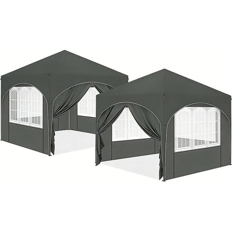 2er-Set  3x6m Gazebo mit 6 Seitenwänden, Parteizelt wasserabweisend, UV-Schutz