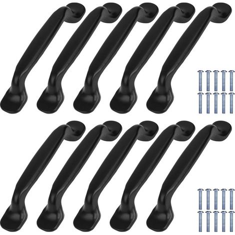 Set di 10 maniglie nere per ante di mobili da cucina, pomelli per mobili con viti per cucina, camera da letto, armadi, cassetti, pomello in lega di alluminio, interasse fori 96 mm (1/5)