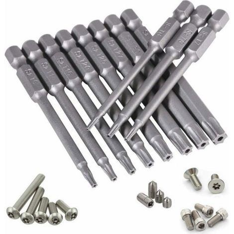 Embouts Torx - - Lot de 11 - Acier S2 - 75 mm - Magnétiques - 6 Pans (1/4)
