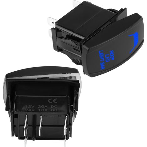 Interrupteur laser LED bleu 5 broches DC 12V/24V pour barre lumineuse de toit, voiture, bateau, camion (1/5)