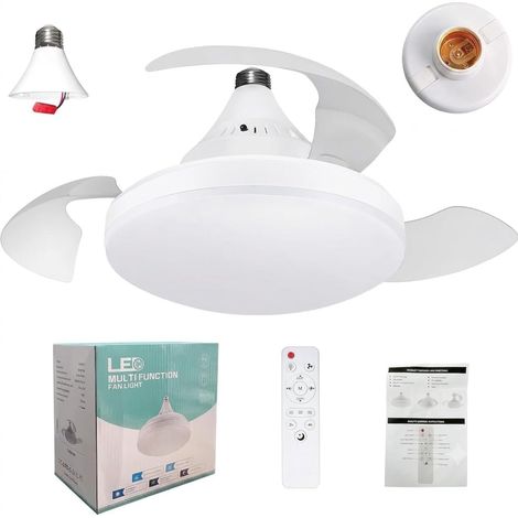 Ventilateur Plafond E27 LED 40cm, Adaptateur E27 Inclus, Lampe Ventilateur Silencieux 20-30dB avec Télécommande, Dimmable 12 Niveaux 3 Couleurs, Minuterie 2h/4h, Chambre Cuisine 15-20m² (1/5)