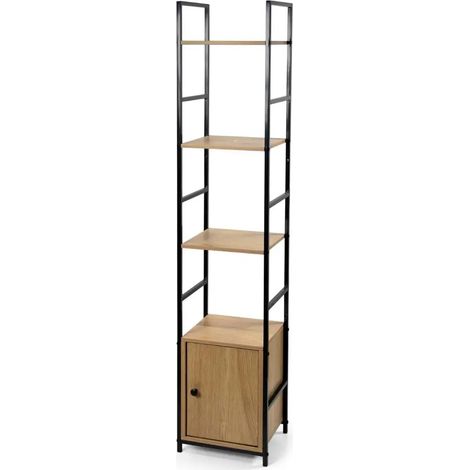Scaffale in metallo ripiani in legno 29x23x144 cm