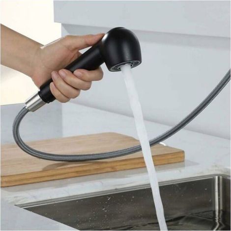 Douchette de Robinet noir Douche d'Evier avec 2 Types de Jet Tête de Douche pour Robinet Mitigeur Cuisine étiquette (1/4)