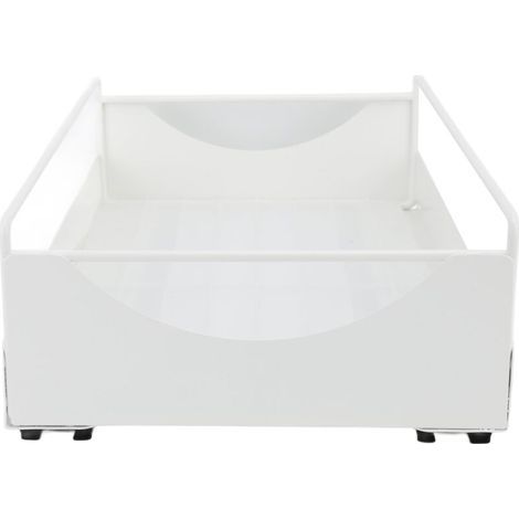Organisateur coulissant pour armoire en acier carbone – Blanc, 227 x 401 x 85 mm, glissière silencieuse et fluide pour salle de bain ou cuisine (1/5)