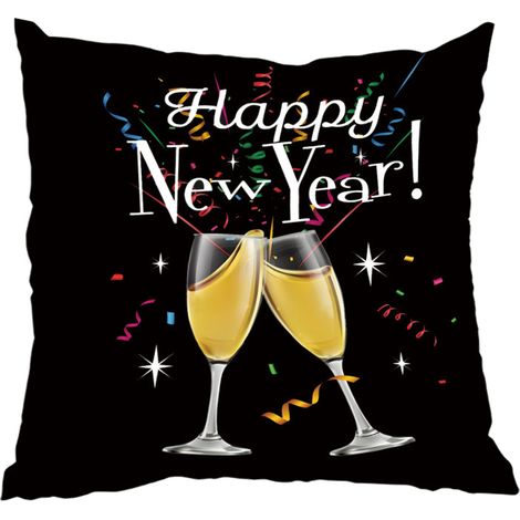 Housses de coussin du Nouvel An 18x18 pouces - Taies d'oreiller Happy New Year pour canapé d'extérieur