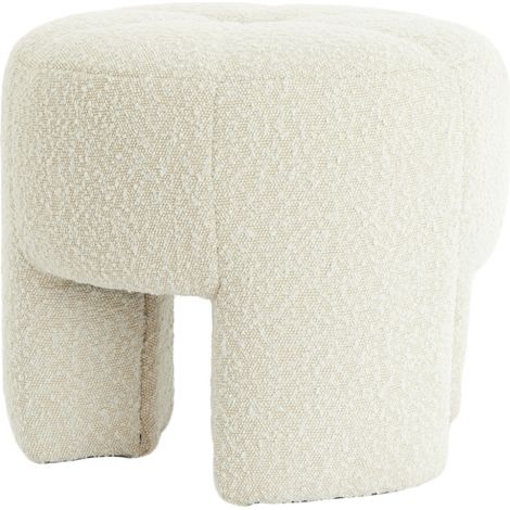 Pouf Light & Living BATOEMI en bouclé crema con forma redonda – (1/4)
