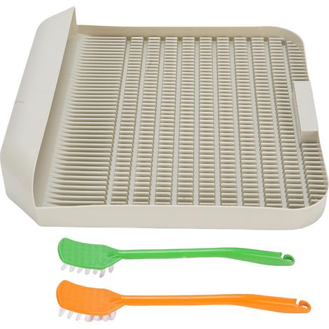 Bac à litière pour chat étape 37,3x37cm Double couche imperméable tapis multi-usage gris blanc (1/5)