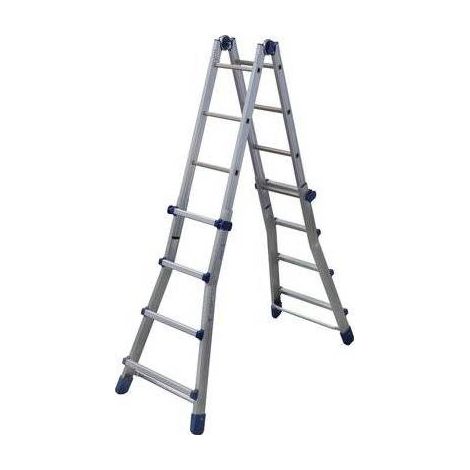 Facal – Échelle télescopique 4 plans en aluminium – Hauteur réglable 120/400 cm – Charge maximale 150 kg – Charnières en acier résistantes