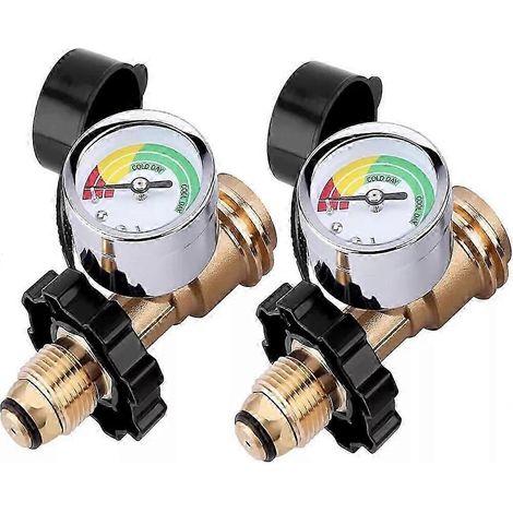 Indicateur de niveau de propane (lot de 2) pour bouteilles de 5 à 100 lb (QCC1), compatible avec les barbecues, les chauffages et les fumoirs à gaz, pour la détection des fuites et la surveillance du (1/5)