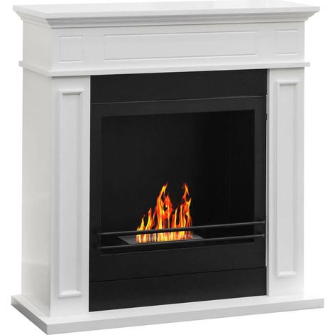 Dmora - Camino a bioetanolo Ala, Caminetto ecologico, Focolare senza fumo, Riscaldatore ad etanolo, Made in Italy, 91x28 h90 cm, Bianco