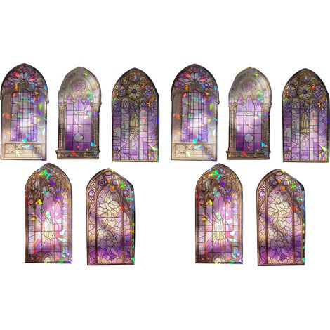10 autocollants vintage cadre fenêtre PET décoratifs esthétiques pour scrapbooking, fournitures album planner DIY embellissement violet (1/5)