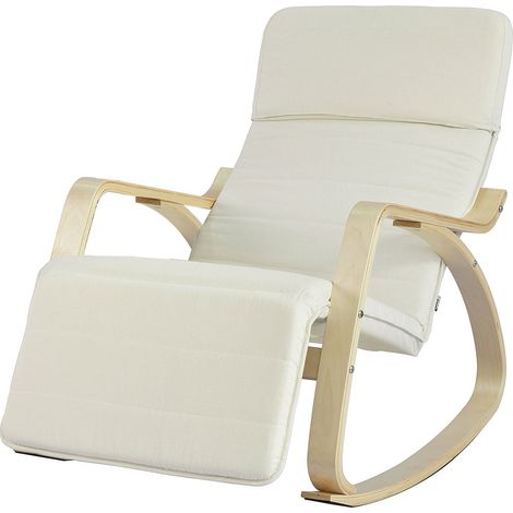 Silla de relax, mecedora (reposapiernas ajustable), sillón de relax beige FST16-W SoBuy ES (1/5)