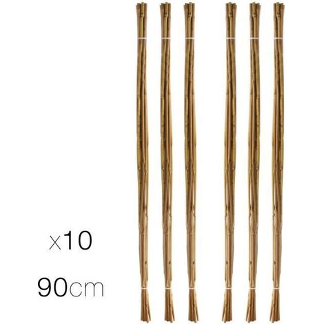Lot de 60 tubes en bambou, bâton décoratif, tuteurs pour plantes, tiges de bambou naturelles - Diamètre 0.6-0.9 x Hauteur 90 cm