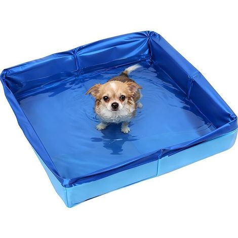 Piscine pour Chien Pliable 50×50×10 cm, Bassin Carré en PVC Étanche, Piscine Chat Portable pour Petit Chien et Chat, Utilisation Intérieure et Extérieure