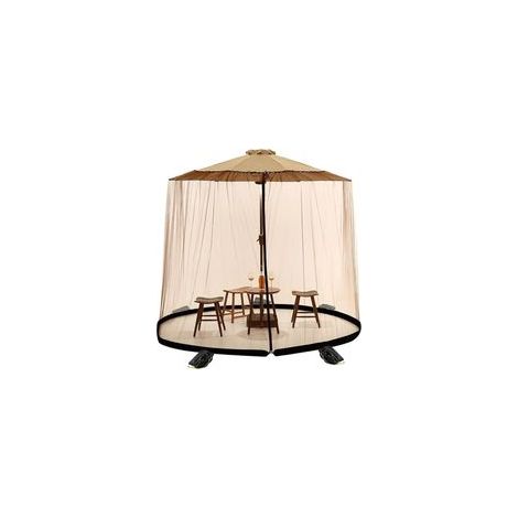 Moustiquaire pour parasol d'extérieur avec fermeture éclair et corde réglable, pour jardin, cour, pavillon et autres espaces extérieurs (1/5)
