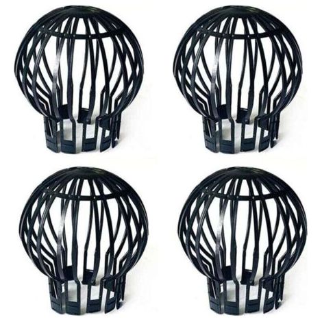 Lot de 4 bouchons de protection de gouttière en plastique pour tuyau de descente - Anti-blocage des feuilles, mousse, boue, boue, boules et autres débris - Noir (1/3)